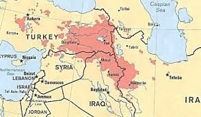 Kort over kurdiske områder. Kilde: http://www.sof.news/iraq/kurdistan-independence/