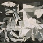 El Guernica. Painting by Pablo Ruiz Picasso. the painting was a protest and a visualization of the bombardement of the little Basque town, see april 26. 1937 below. Photo by Antonio Marín Segovia. (CC BY-NC-ND 2.0).