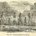 Slaves being transported in Africa, 19th century engraving. Scanned from book: “Lesebuch der Weltgeschichte oder Die Geschichte der Menschheit”, by Wilhelm Redenbacher, 1890. Public Domain.