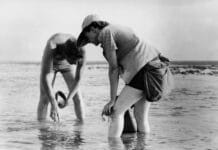 Rachel Carson conducts Marine Biology Research with Bob Hines — in the Atlantic (1952). Photo: the United States Fish and Wildlife Service. Collection: the National Digital Library. Public Domain. See below May 24, 1907.