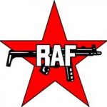 Logo der RAF: eine Maschinenpistole HK MP5 vor einem Roten Stern. Kilde: https://de.wikipedia.org/wiki/Rote_Armee_Fraktion