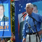 One whistleblower speaks for another. Daniel Ellsberg speaks at Free Bradley Manning protest at Fort Meade, June 1, 2013. Photo: Steve Rhodes. (CC BY-NC-ND 2.0).