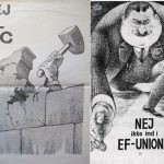 Eksempler på Nej plakater til EF-valget i 1972. Se 2. oktober 1972 nedenfor.