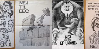 Eksempler på Nej plakater til EF-valget i 1972. Se 2. oktober 1972 nedenfor.