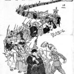 Forside på La Traca 1931. Fuld mobilisering mod den anden republik. Forside af tidsskrift ‘La Traca’ 1931. (Den anden republik blev erklæret 12.april 1931, Satire-tegningen viser modstanderne. (som går igen i 36-oprøret).