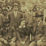 Hubert Harrison, seated at left, and International Workers of the World leaders Elizabeth Gurley Flynn and Bill Haywood, seated right, organized the 1913 Paterson Silk Strike. Photo: Unidentified / American Labor Museum. Public domain. Source: American Labor Museum.