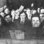 17th Congress of the All-Union Communist Party (Bolsheviks). Sergey Kirov in front to the right, 1934. Photo: Unknown. Public Domain.