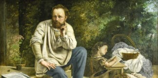 Pierre-Joseph Proudhon and his children in 1853 - Petit Palais Paris. Painted in 1853 by Gustave Courbet (1819-1877). Photo taken and uploaded by Paul Hermans. Public Domain.