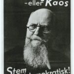 “Stauning – eller kaos. Stem socialdemokratisk. Soccialdemokratisk valgplakat, med et foto af Reimert Timotheus Kehlet (1885–1971), dansk portrætfotograf. (CC BY-NC-ND 4.0).