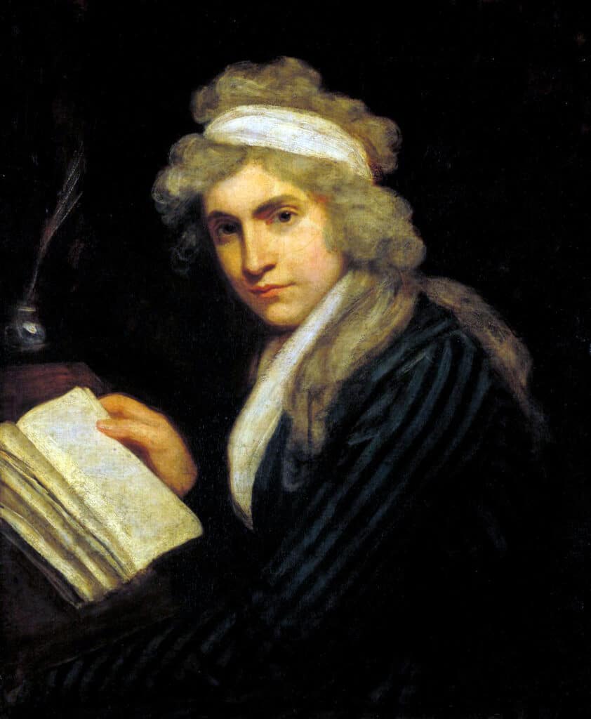 Portrait of Mary Wollstonecraft. Oil on canvas painted between circa 1790 and circa 1791 John Opie (1761–1807), British painter. Collection: Tate Britain (National Gallery). Public Domain.