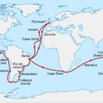 Map of the Voyage of the Beagle, a circumnavigation travel with Charles Darwin. Date: 1 November 2007.  Drawn by Kipala, Samsara and Dave souza, from a map by User:WEBMASTER. (CC BY-SA 4.0)/Free Art License.