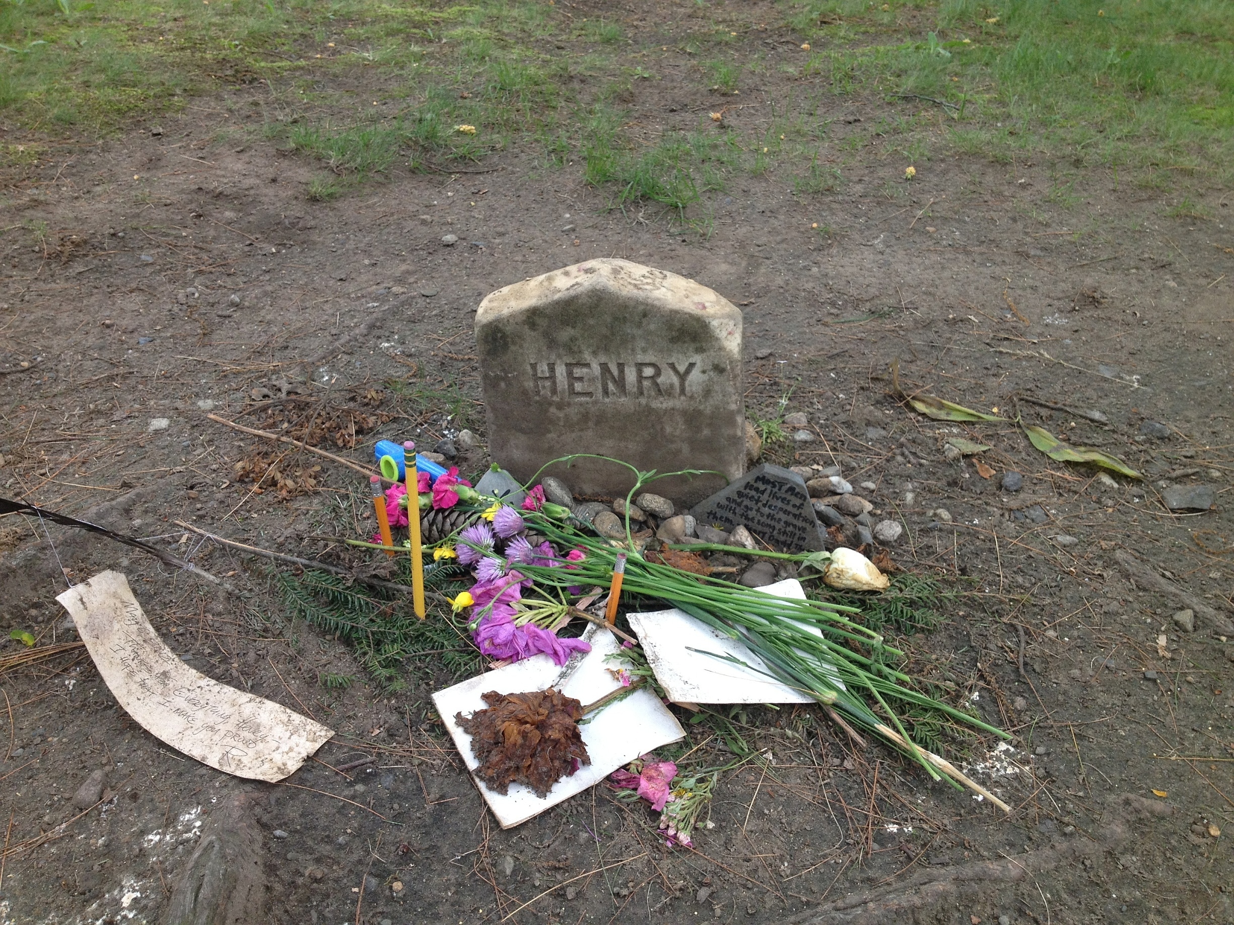 Henry David Thoreau's simple gravsten på Sleepy Hollow Cemetery, Concord MA. Taken on May 25, 2012 by Bernhard Ellefsen. (CC BY-NC 2.0). 