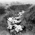 Filipino casualties on the first day of Philippine-American War. Original caption is ‘Insurgent dead just as they fell in the trench near Santa Ana, February 5th. The trench was circular, and the picture shows but a small portion.’ Date: 5 February 1899. This image is a work of a U.S. Army soldier or employee, taken or made as part of that person’s official duties. As a work of the U.S. federal government, the image is in the public domain.