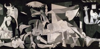 Maleriet 'Guernica' fra 1937 er et hovedværk for maleren Pablo Picasso (1881 - 1973). Photo taget 30. november 2017 af Laura Estefania Lopez. (CC BY-SA 4.0).