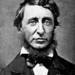 Portrait (daguerreotype), black and white of Henry David Thoreau in June 1856. The writer-collar post a beard and is dressed in a black frock coat, a white shirt and a black bow tie. Made by by Benjamin D. Maxham (1821–1899). Public Domain.
