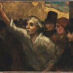 Jeanne Deroin features as the central character in The Uprising (L’Emeute). Oil on canvas painted 1848 or later by Honoré Daumier (1808–1879). Collection: The Phillips Collection Public Domain.