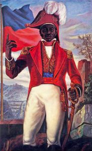 Représentation épique de Jean-Jacques Dessalines lors de la Révolution haïtienne de 1804. 19th century. Source: Peinture murale à Port-au-Prince. Author:Unknown. Domaine public.