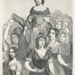 Jeanne Deroin lifted on the shoulders of French women of different classes, holding a chalice that reads, “Suffrage Universal des Femmes” (“Universal Women’s Suffrage”), circa 19th century. Illustrator: Unknown. Public Domain.