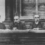 The presidency of the First All-Russian Congress of Soviets of Workers and Soldiers Deputies, which existed in June and July 1917. From left to right: Matvey Skobelev, Nikolay Chkheidze, Georgi Plekhanov, and Tsereteli. Photo: Unknown. Public Domain.