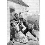 This illustration depicting a German woman being attacked by black men was typical of what Germans would have been told about the Herero genocide: that white citizens, women particularly, were in danger of attack. (Wikimedia Commons)