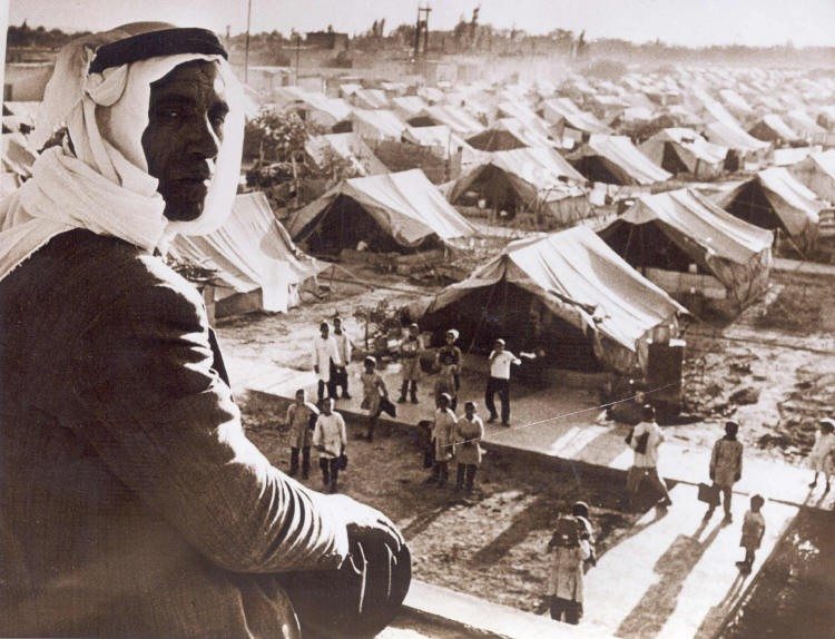 Nakba 1948 Palæstina - Fordrevne palæstinensere i Jaramana Refugee Camp, Damascus, Syria. Photo: Unknown. Public Domain.