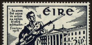 Easter Rising / Påskeoprøret i Dublin 1916: Irsk frimærke 1941, 25 år efter.