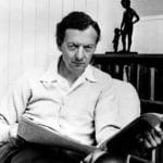 Publicity photograph of British composer Benjamin Britten. Back of the photo says 1968, it is stamped as being used in 1971, 1972, and 1973. Photo: Hans Wild for High Fidelity magazine. Public Domain.