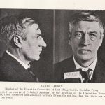 Mugshot of James Larkin arrested on charge of criminal anarchy in 1919. Se mere nedenfor 26. august 1913. Public Domain