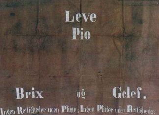 "Mindefane" for "førerne," stifterne af Socialdemokratiet, hvoraf Pio og Geleff rejste til Amerika. Kilde: Arbejderbevægelsens Bibliotek og Arkiv. Se 23. marts 1877 nedenfor.