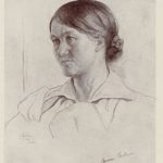 Skitse af Isaac Brodsky (1884-1939), der skildrer Maria Nielsen til maleriet “Komintern II-kongres” i Sovjetunionen 19. juli – 7. august 1920.