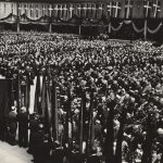 Fra den pompøse begravelseshøjtidelighed for Stauning, den blev holdt i Forum 9. maj 1942, og der var kun plads til de indbudte gæster.