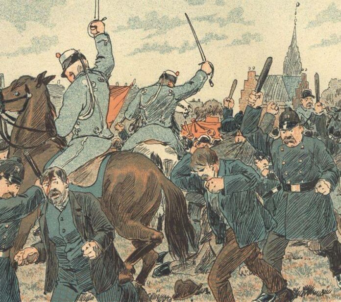 5. maj 1872 blev demonstration til Fælleden angrebet af politi og militær. Samtidig blev