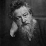 Portrait of William Morris, aged 53. First published 1899 (photo c. 1887) in J. W. Mackail The Life of William Morris in two volumes, London, New York and Bombay: Longmans, Green and Co., 1899. Photo: Frederick Hollyer (1838–1933). Public Domain.