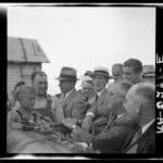 President Roosevelt visits farmer who is receiving drought relief grant. Mandan, North Dakota, August 1936. Photo: Rothstein, Arthur, 1915-1985, photographer / Farm Security Administration. Rights: No known restrictions on images made by the U.S. government.
