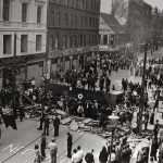 Den store barrikade på Nørrebrogade i København under folkestrejken i 1944. Foto: Nationalmuseet, Danmark. (CC BY-SA 2.0).