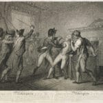 Arrest of Robespierre, on July 27,1794. Engraved by Michael Sloane (17 ..- 18 ..), engraver. Based on a work by the painter G.P. Barbier (17 ..- 18 ..). Collection: National Library of France. Current location: Department of Prints and Photography. Public Domain.