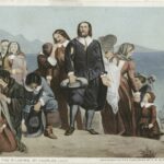 Landing of the Pilgrims. From painting by Charles Lucy (1814–1873), British artist. Issued as postcard between 1898-1631 by Publisher: Detroit Publishing Company. Source: New York Public Library. Public Domain.
