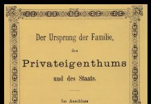 Det originale omslag til den tyske udgave af Fr. Engels' "The Origin of the Family, Private Property and the State" fra 1884.