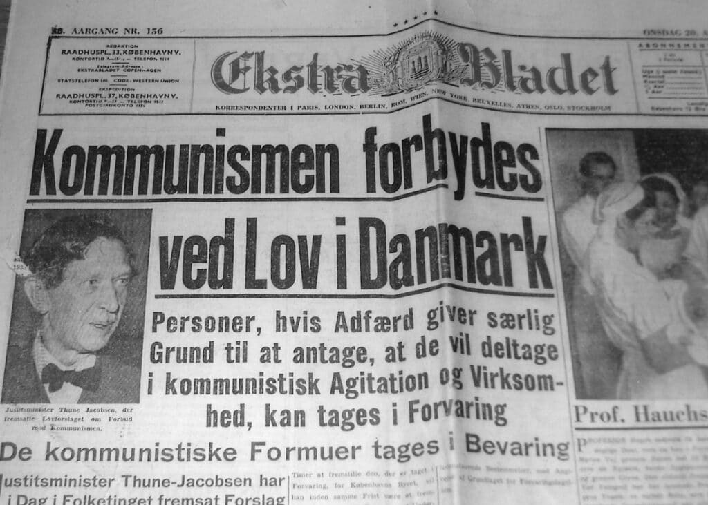 Ekstra Bladet forside den 20. august 1941 om kommunistforbuddet.