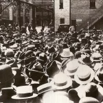 Emma Goldman addressing a crowd at Union Square, New York on 21 May 1916. Photo: Unknown. Public Domain. Collection: Corbis Images for Education.