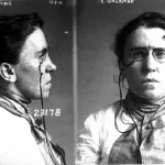 Mugshot of Emma Goldman taken in Chicago, on 10 September, 1901 after she was arrested on suspicion of involvement with the assassination of US President William McKinley. (Obtained from Library of Congress, Photograph Number B2-127-11). Photo: Chicago Police Department. Public Domain.
