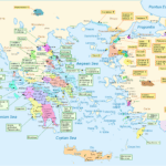 Map of Homeric Greece with English labels. Map legend: Agamemnon alliance, Green and Priam alliance, Yellow. Created September 2007 by Pinpin. (CC BY-SA 3.0).