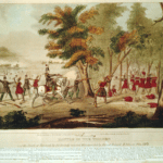 Battle of the Thames and the death of Tecumseh, by the Kentucky mounted volunteers led by Colonel Richard M. Johnson, 5th Oct. 1813. Lithograph, hand coloured made 	1833 by William Emmons (1792-1875). Collection: the United States Library of Congress’s Prints and Photographs division. Public Domain.