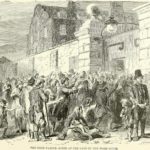 Scene at the gate of the workhouse, c. 1846. From Ridpath’s history of the world : being an account of the principal events in the career of the human race from the beginnings of civilization to the present time, comprising the development of social instititions and the story of all nations. Publisher: Cincinnati, Ohio : Jones Brothers, Year: 1907 (1900s). Author: John Clark Ridpath (1840-1900). No known copyright restrictions.