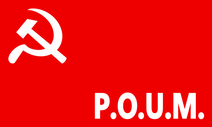 Flag of the Workers' Party of Marxist Unification P.O.U.M. Photo: 18 May 2010 by Sevgart. (CC BY 3.0).