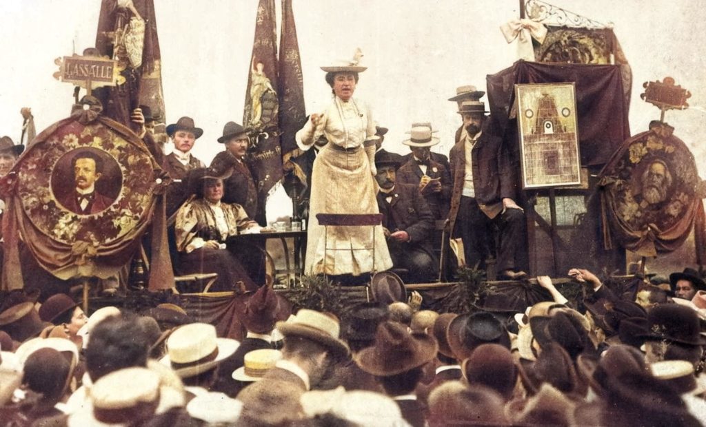 Rosa Luxemburg addresses a crowd in Stuttgart, Germany in 1907. In one of her earliest interventions in the Social-Democratic Party of Germany (SPD).