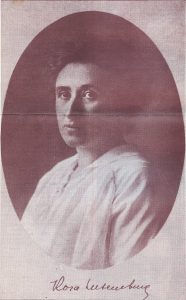 Portræt Rosa Luxemburg. Photo: Taget mellem 1895 og 1905 (?) af ukendt fotograf. Public Domain.