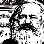 Karl Marx – Cropped version. Artist: Holzschnitt made in 1970 by Robert Diedrichs (1923–1995), German graphic artist, painter and illustrator / Royal Opera House Covent Garden. (CC BY 2.0). Source: <a href="https://commons.wikimedia.org/wiki/File:Karl_Marx_Holzschnitt.JPG">Wikimedia Commons</a>.