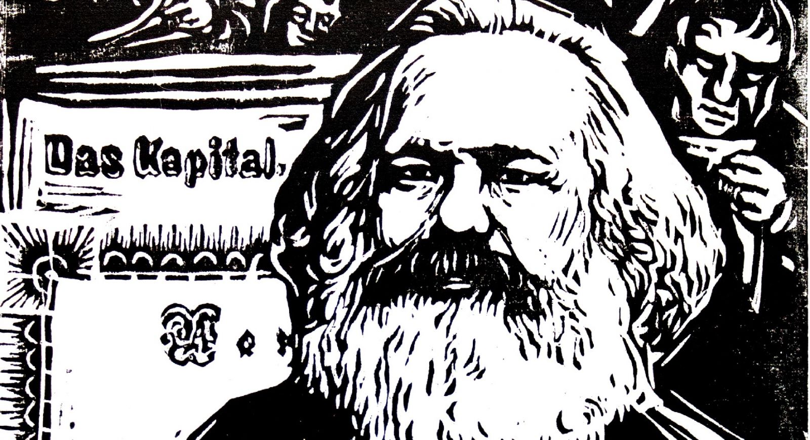 Karl Marx - Cropped version. Artist: Holzschnitt made in 1970 by Robert Diedrichs (1923–1995), German graphic artist, painter and illustrator / Royal Opera House Covent Garden. (CC BY 2.0). Source: Wikimedia Commons.