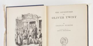 Charles Dickens, 'Oliver Twist & Great Expectations', Hazell, Watson & Viney Ltd, Title Page. Illustrated by George Cruikshank. Photo: Karen Fisher/Museums Victoria. (CC BY 4.0).